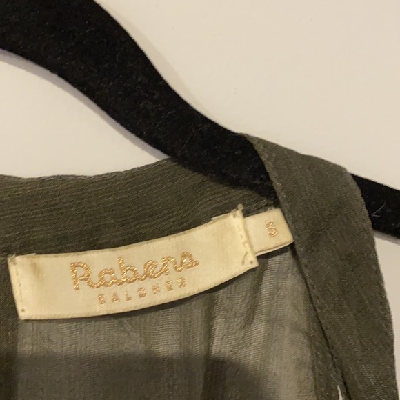 Rabens Saloner Silk Olive Green Top - Picture 3 of 3